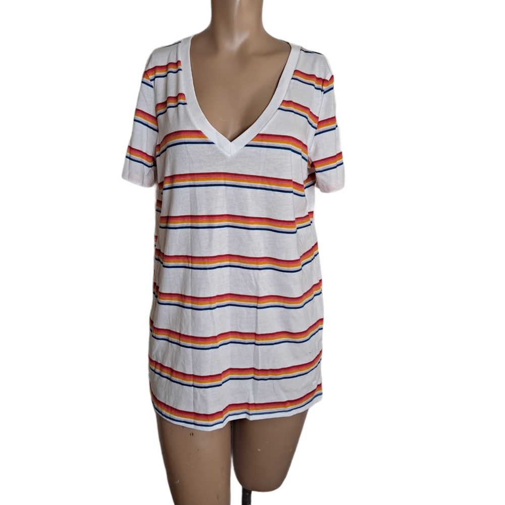 PINK Victoria's Secret Rainbow Stripe Shirt M